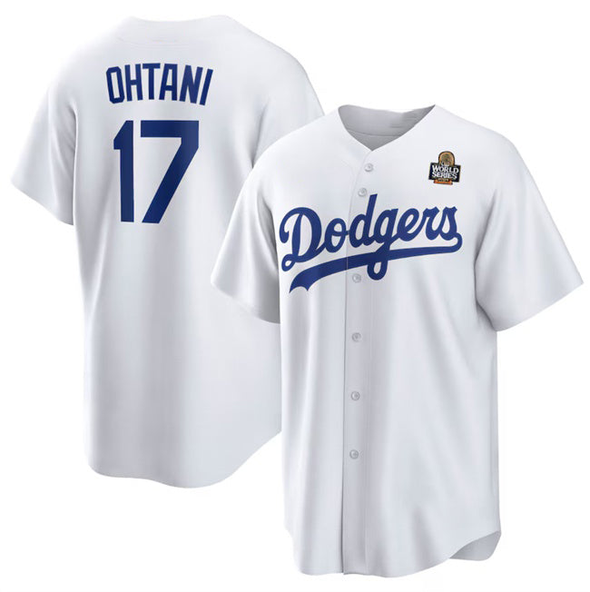 vanessashop Los Angeles Dodgers #17 Shohei Ohtani White  2024 World Series Cool Base Stitched Jersey