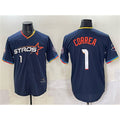 vanessashop Houston Astros #1 Carlos Correa Navy  2025 City Connect With Texas Patch Limited Stitched Jersey