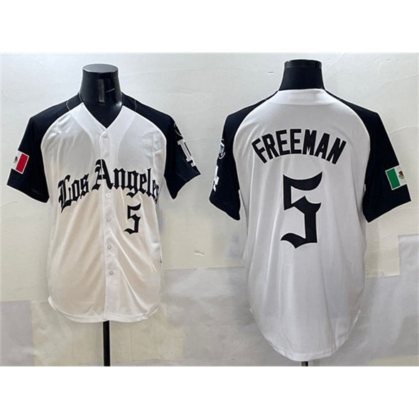 vanessashop Los Angeles Dodgers #5 Freddie Freeman White Black  Mexico 2025 LA Gothic Style With Fernando Patch Vapor Premier Limited Stitched Jersey