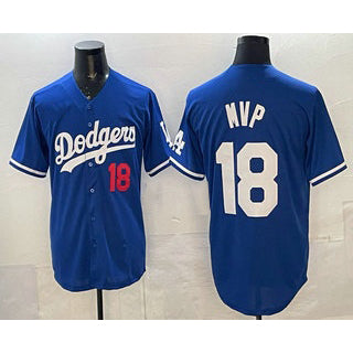 vanessashop Los Angeles Dodgers #18 Yoshinobu Yamamoto MVP Blue  Limited Stitched Jersey