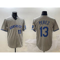 vanessashop Kansas City Royals #13 Salvador Perez Gray  2024 Away Limited Stitched Jersey