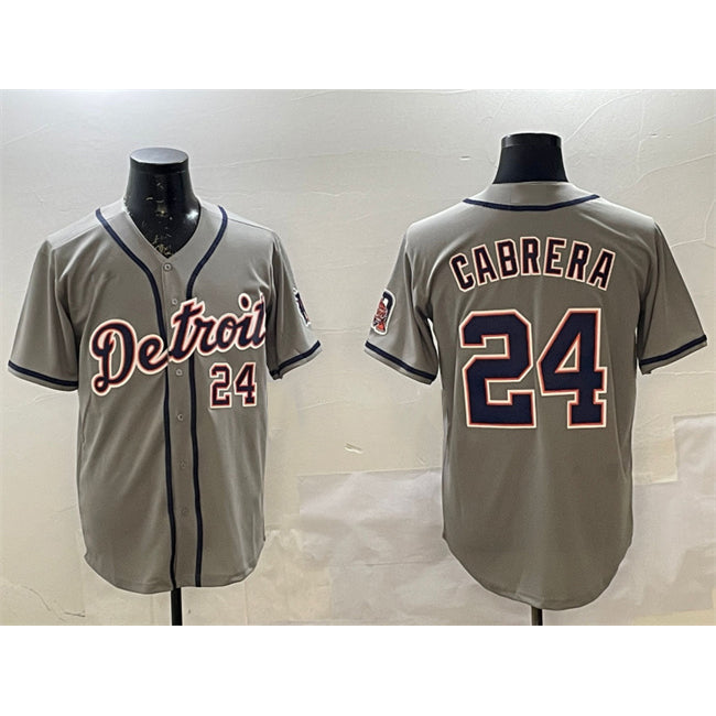 vanessashop Detroit Tigers #24 Miguel Cabrera Gray  Cool Base Stitched Jersey