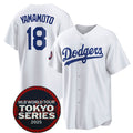 vanessashop Los Angeles Dodgers #18 Yoshinobu Yamamoto White  2025 World Tour Tokyo Series Home Stitched Jersey