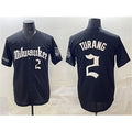 vanessashop Milwaukee Brewers #2 Brice Turang Black  'Gothic 414 Shadows Edition' Vapor Premier Limited Stitched Jersey