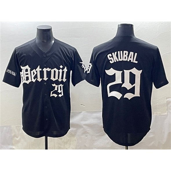 vanessashop Detroit Tigers #29 Tarik Skubal Black  'Motor Gothic Edition' Vapor Premier Limited Stitched Jersey