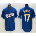 vanessashop Los Angeles Dodgers #17 Shohei Ohtani Blue Gold  Stitched Cool Base Jersey 2