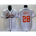 vanessashop Detroit Tigers #28 Javier B¨¢ez  White Cool Base Stitched Jersey