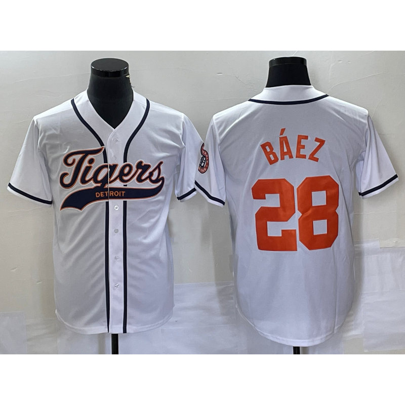 vanessashop Detroit Tigers #28 Javier B¨¢ez  White Cool Base Stitched Jersey