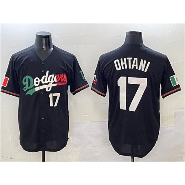 vanessashop Los Angeles Dodgers #17 Shohei Ohtani Black  Mexico Flag Limited Stitched Jersey