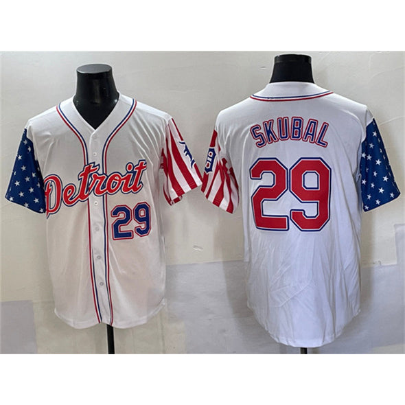 vanessashop Detroit Tigers #29 Tarik Skubal White  2025 Memorial Day Vapor Premier Limited Stitched Jersey