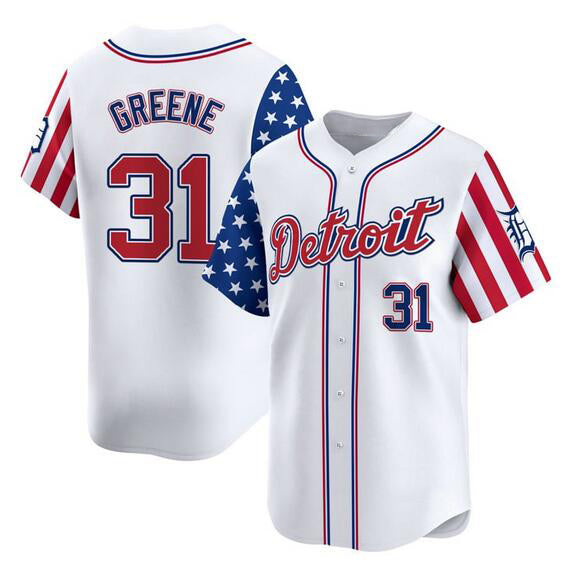 vanessashop Detroit Tigers #31 Riley Greene White  2025 Independence Day Vapor Premier Limited Stitched Jersey