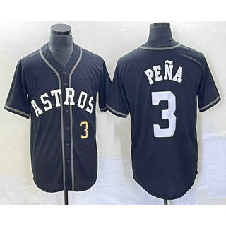 vanessashop Houston Astros #3 Jeremy Pena Number Black  Cool Base Stitched Jersey