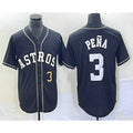 vanessashop Houston Astros #3 Jeremy Pena Number Black  Cool Base Stitched Jersey