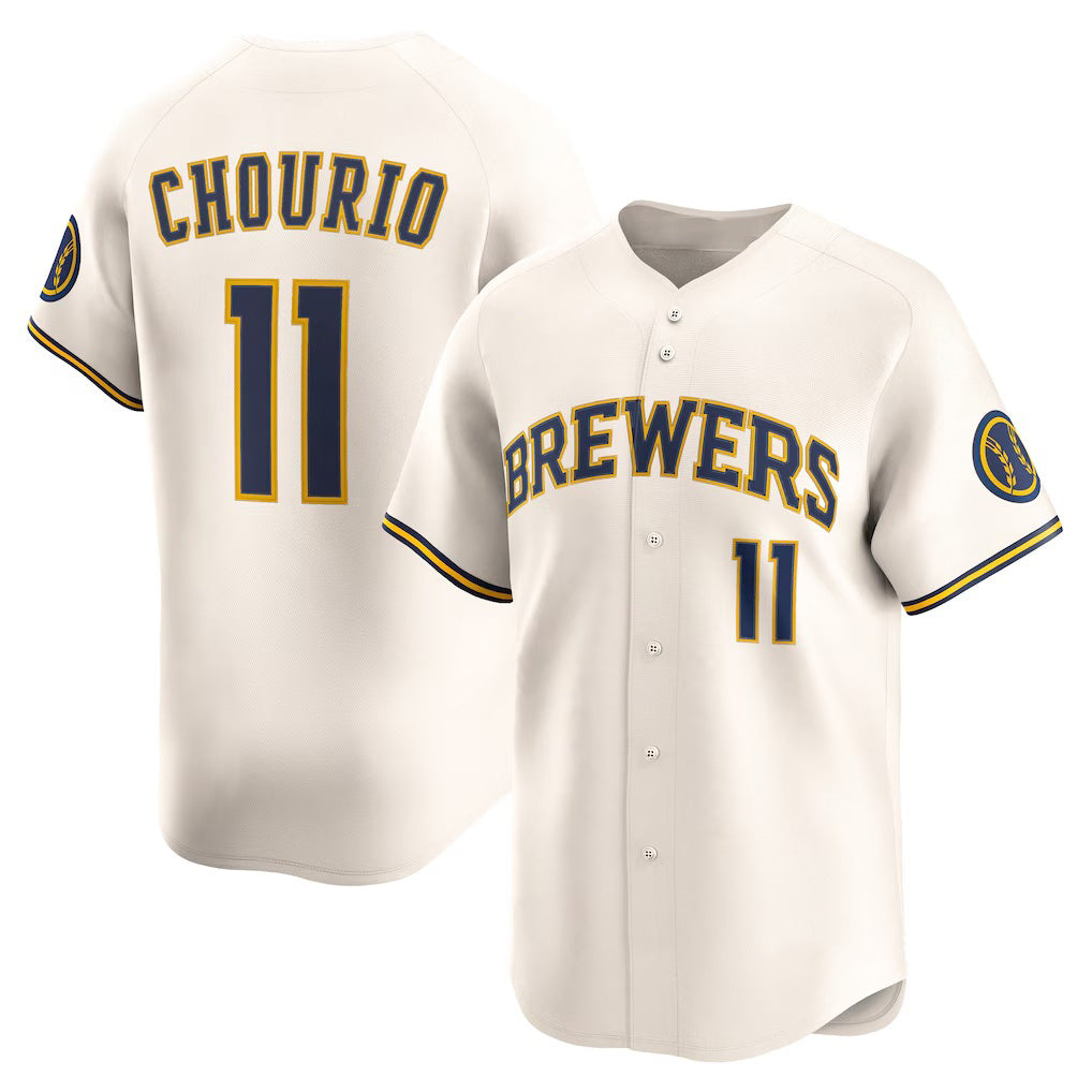vanessashop Milwaukee Brewers #11 Jackson Chourio Cream  Home Limited Jersey