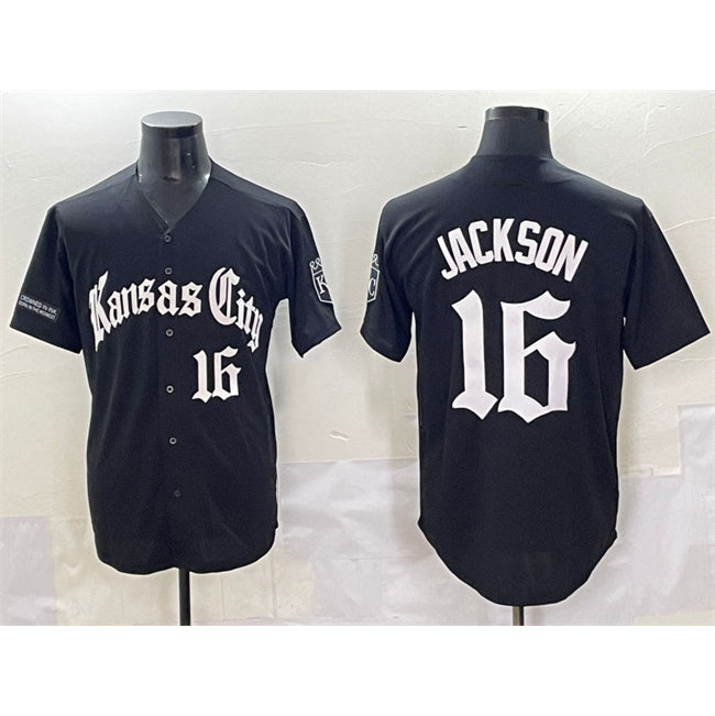 vanessashop Kansas City Royals #16 Bo Jackson Black  'Gothic Crown Edition' Vapor Premier Limited Stitched Jersey