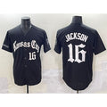 vanessashop Kansas City Royals #16 Bo Jackson Black  'Gothic Crown Edition' Vapor Premier Limited Stitched Jersey