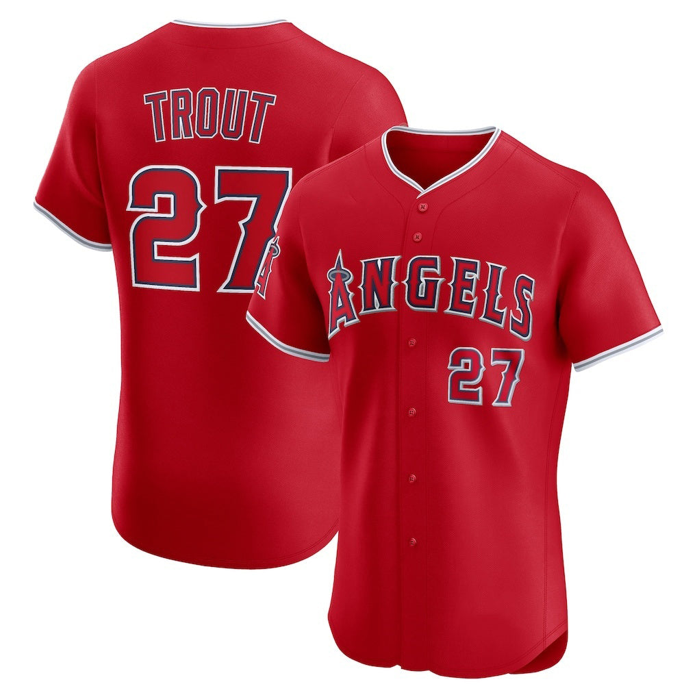 vanessashop Los Angeles Angels #27 Mike Trout Red  Alternate Elite Jersey