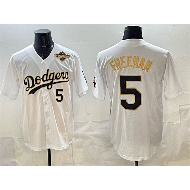 vanessashop Los Angeles Dodgers #5 Freddie Freeman White Gold  2025 World Series Limited Stitched Jersey