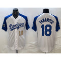 vanessashop Los Angeles Dodgers #18 Yoshinobu Yamamoto Number White Blue  Fashion Stitched Cool Base Limited Jerseys