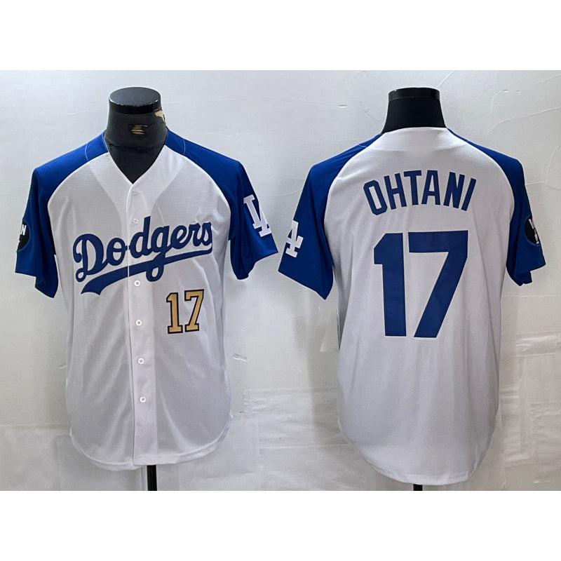 vanessashop Los Angeles Dodgers #17 Shohei Ohtani Number White Blue  Fashion Stitched Cool Base Limited Jersey 2