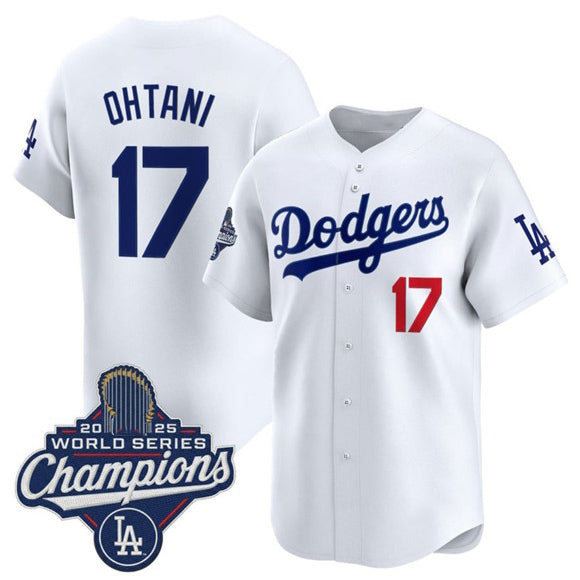 vanessashop Los Angeles Dodgers #17 Shohei Ohtani White  2025 Champions Stitched Jersey