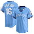 vanessashop Kansas City Royals #16 Bo Jackson Light Blue  Throwback Cooperstown Collection Limited Jersey