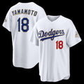 vanessashop Los Angeles Dodgers #18 Yoshinobu Yamamoto White  2026 Gold Collection Stadium Jersey