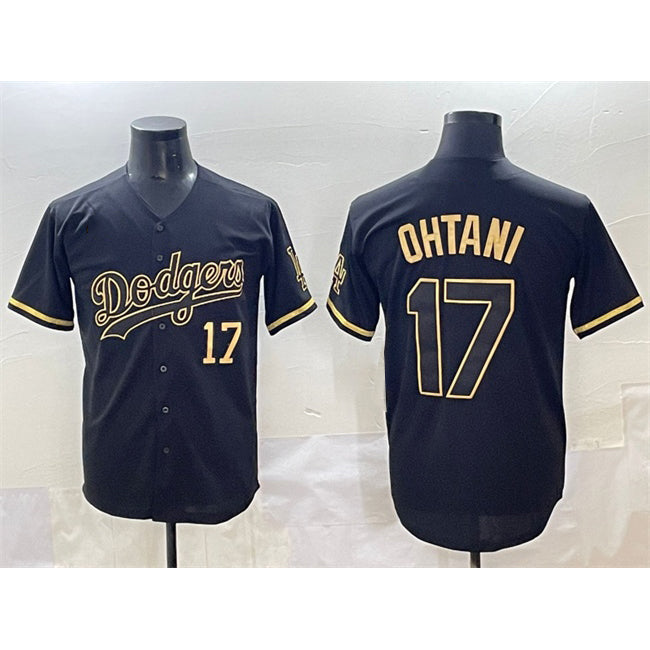 vanessashop Los Angeles Dodgers #17 Shohei Ohtani Black Gold  Limited Stitched Jersey