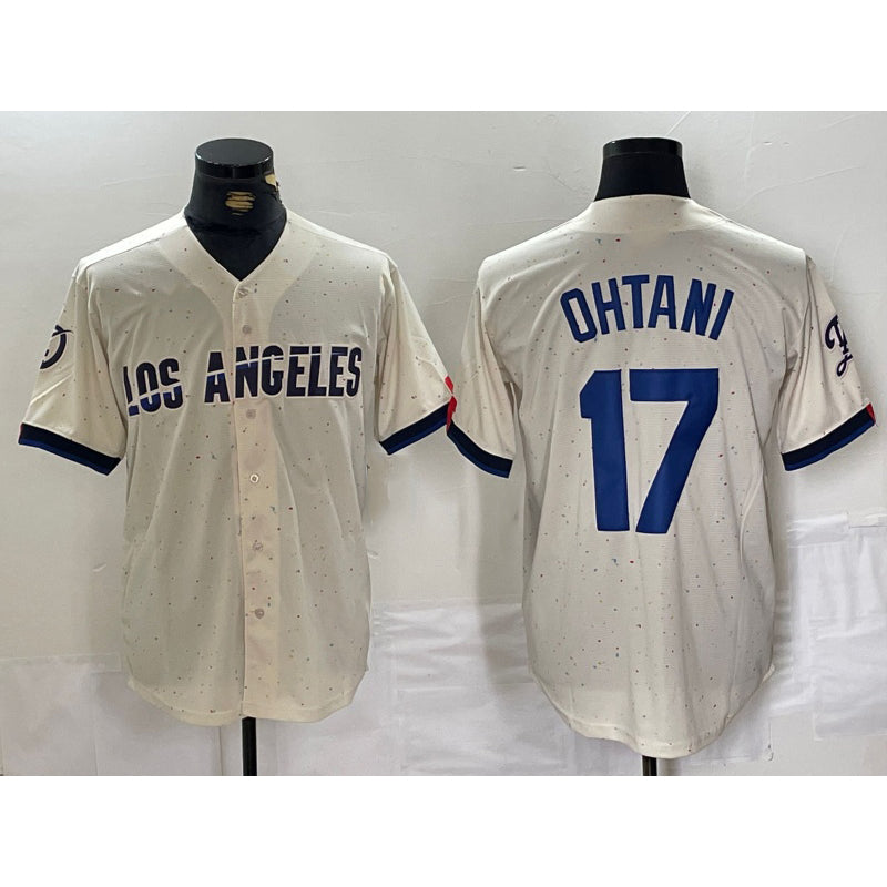 vanessashop Los Angeles Dodgers #17 Shohei Ohtani Cream  2024 City Connect Limited Stitched Jerseys