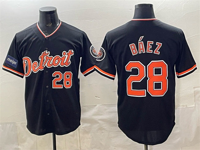 vanessashop Detroit Tigers #28 Javier B¨¢ez Black  2026 Meijer Patch Alternate Vapor Premier Limited Stitched Jersey