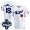 vanessashop Los Angeles Dodgers #18 Yoshinobu Yamamoto White  2025 Champions Stitched Jersey