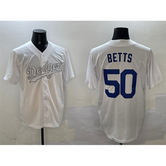 vanessashop Los Angeles Dodgers #50 Mookie Betts White  Fashion Cool Base Stitched Jersey