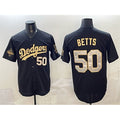 vanessashop Los Angeles Dodgers #50 Mookie Betts Black Gold  2025 World Series Champions Patch Limited Stitched Jersey