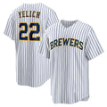 vanessashop Milwaukee Brewers #22 Christian Yelich White  Alternate Replica Player Jersey