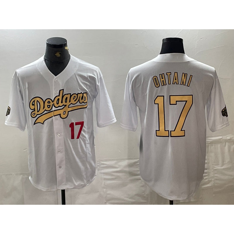 vanessashop Los Angeles Dodgers #17 Shohei Ohtani Number White  2022 All Star Stitched Cool Base Jersey 2