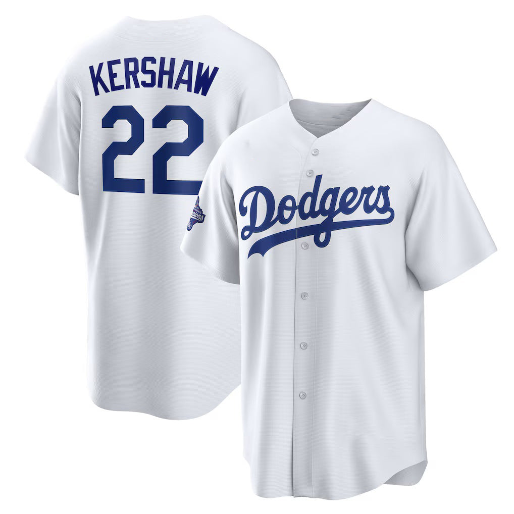 vanessashop Los Angeles Dodgers #22 Clayton Kershaw White  Home 2025 World Series Champions Replica Jersey