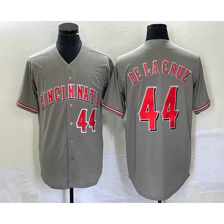 vanessashop Cincinnati Reds #44 Elly De La Cruz Number Grey  Cool Base Stitched Jersey