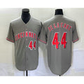 vanessashop Cincinnati Reds #44 Elly De La Cruz Number Grey  Cool Base Stitched Jersey