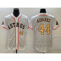 vanessashop Houston Astros #44 Yordan Alvarez Number 2023 White Gold  World Serise Champions Patch Flex Base Stitched Jersey 2