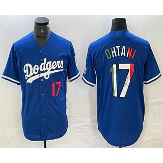 vanessashop Los Angeles Dodgers #17 Shohei Ohtani Number Mexico Blue  Cool Base Stitched Jerseys