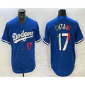 vanessashop Los Angeles Dodgers #17 Shohei Ohtani Number Mexico Blue  Cool Base Stitched Jerseys