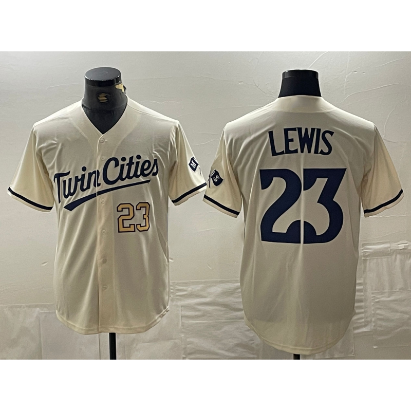 vanessashop Minnesota Twins #23 Royce Lewis Number Cream  Cool Base Stitched Jerseys