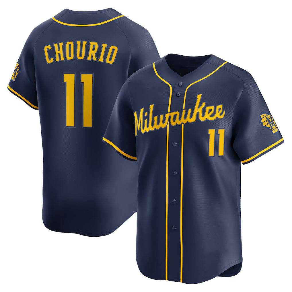vanessashop Milwaukee Brewers #11 Jackson Chourio Navy  Alternate 2 Limited Jersey