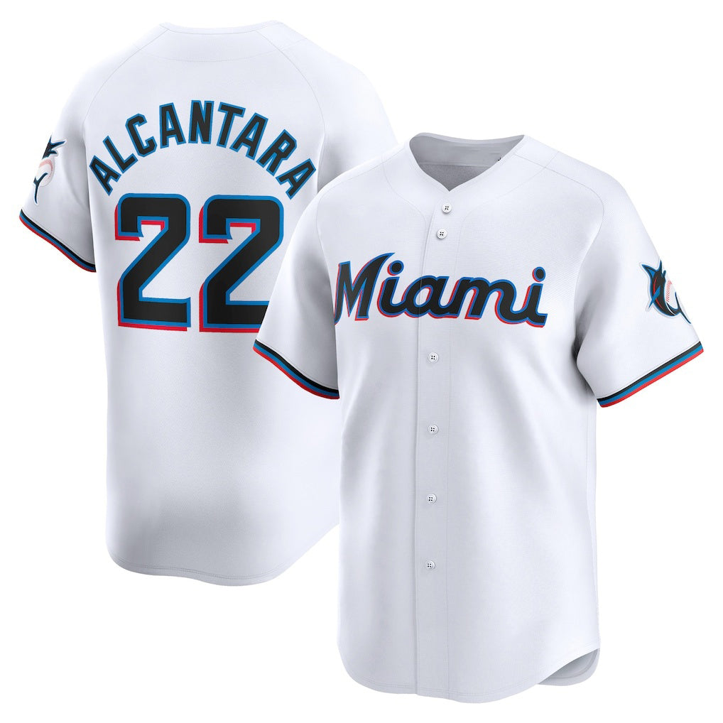 vanessashop  Miami Marlins #22 Sandy Alcantara White  Home Limited Player Jersey