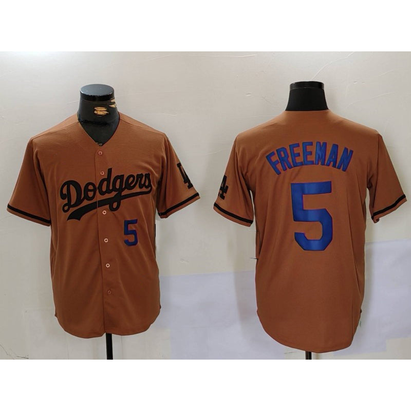 vanessashop Los Angeles Dodgers #5 Freddie Freeman Number Olive  Cool Base Limited Stitched Jerseys