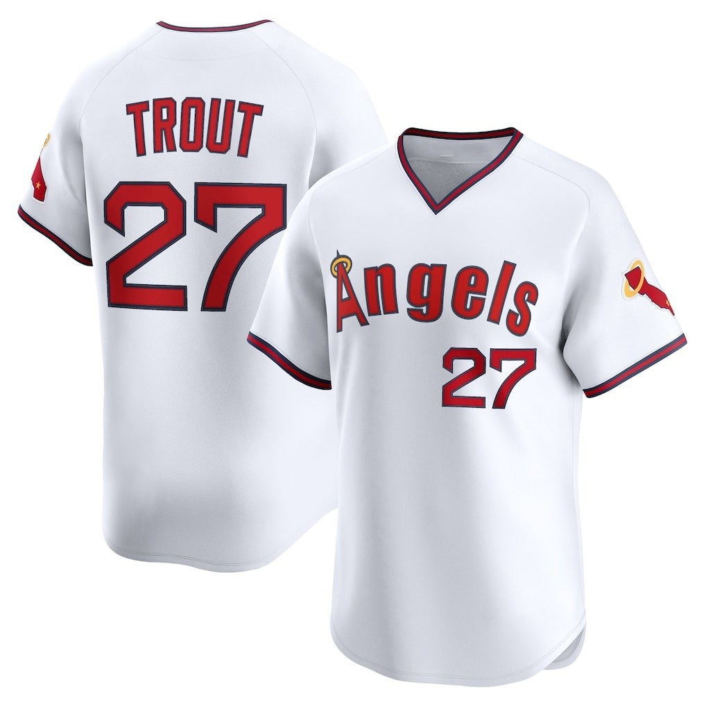 vanessashop Los Angeles Angels #27 Mike Trout White  Alternate Limited Jersey