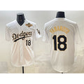 vanessashop Los Angeles Dodgers #18 Yoshinobu Yamamoto White Gold  2025 World Series Patch Limited Stitched Jersey