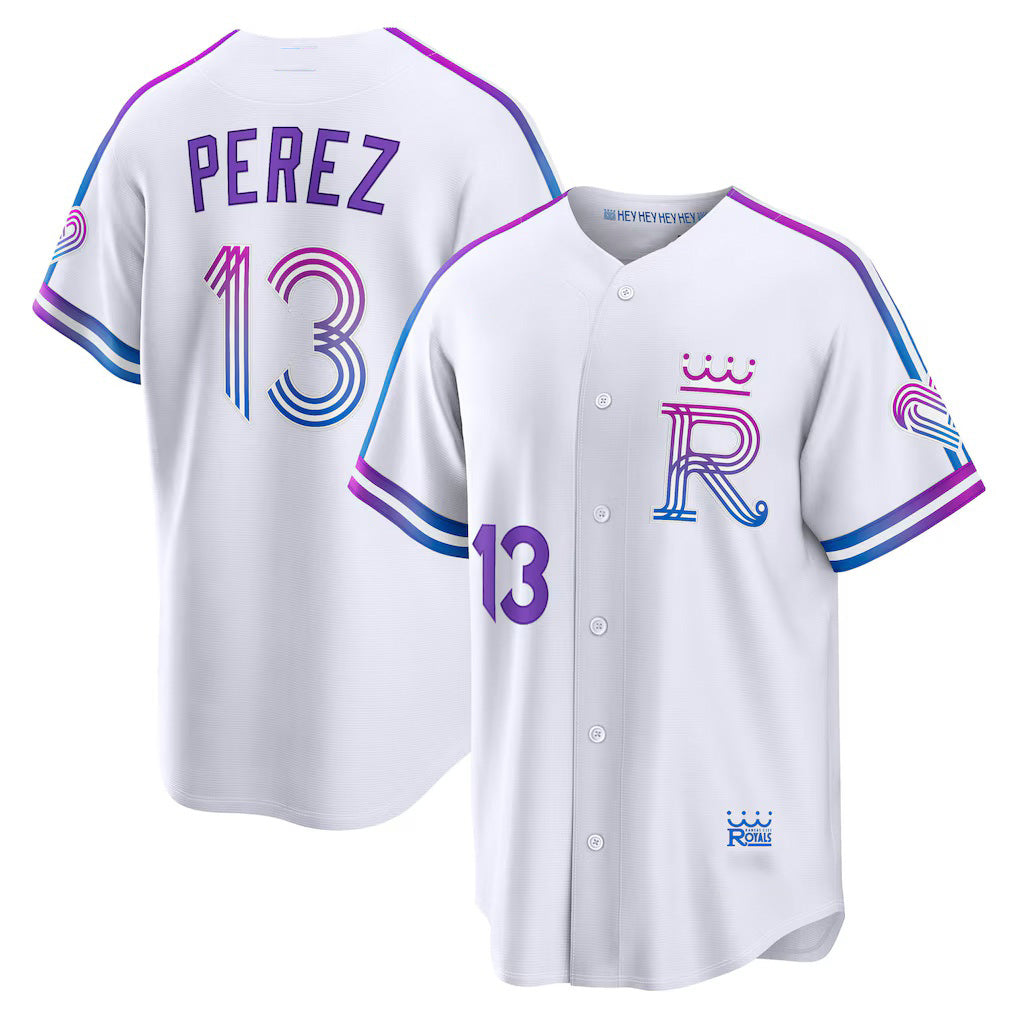 vanessashop Kansas City Royals #13 Salvador Perez White  2026 City Connect Stadium Jersey