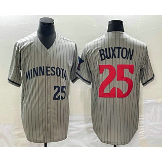 vanessashop Minnesota Twins #25 Byron Buxton Number 2023 Grey  Home Team Cool Base Stitched Jersey