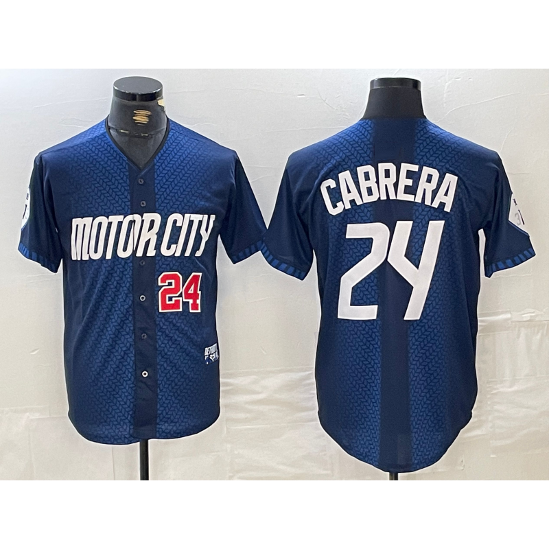 vanessashop Detroit Tigers #24 Miguel Cabrera Number Navy  2024 City Connect Cool Base Limited Stitched Jersey